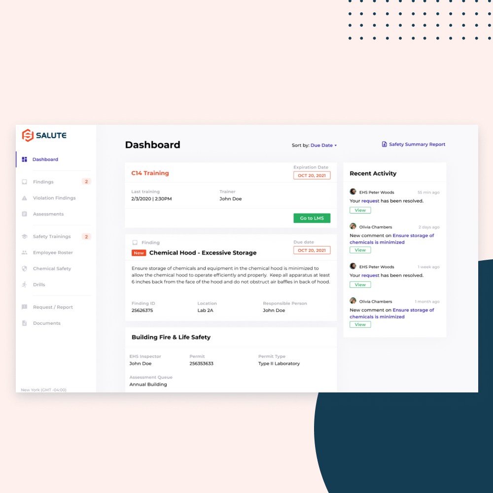 screenshot of Salute Safety